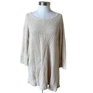 Anthropologie Knitted and Knotted Cream Tunic Sweater M